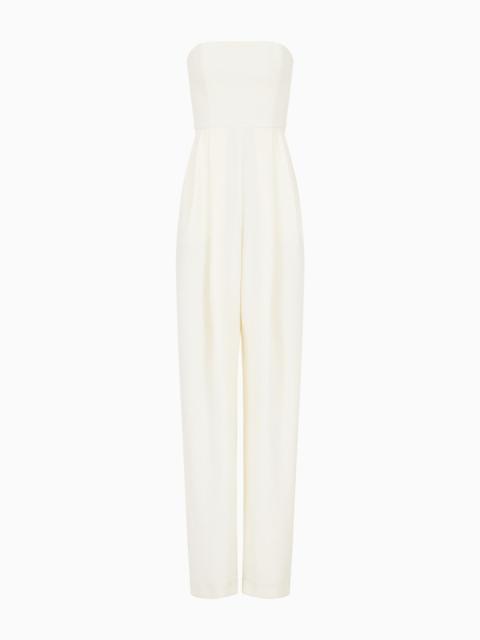 EMPORIO ARMANI Techno cady jumpsuit with strapless bodice in ottoman fabric