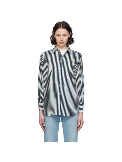FRAME Navy & White 'The Borrowed Pocket' Shirt