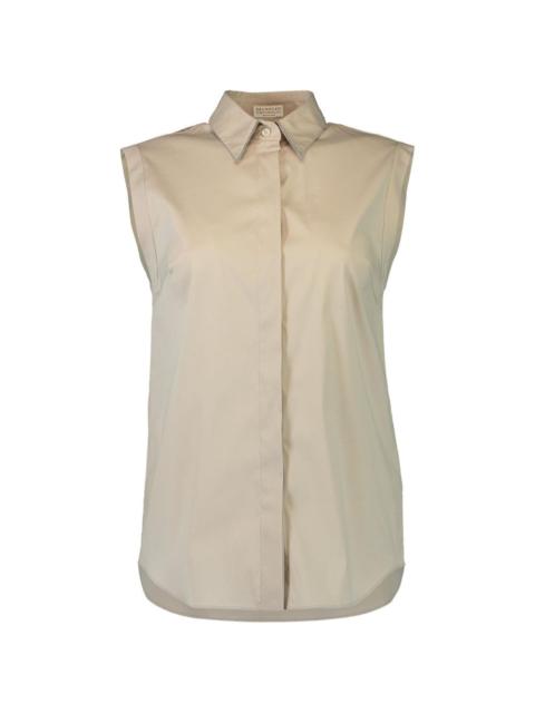 Brunello Cucinelli Monili-trim sleeveless shirt