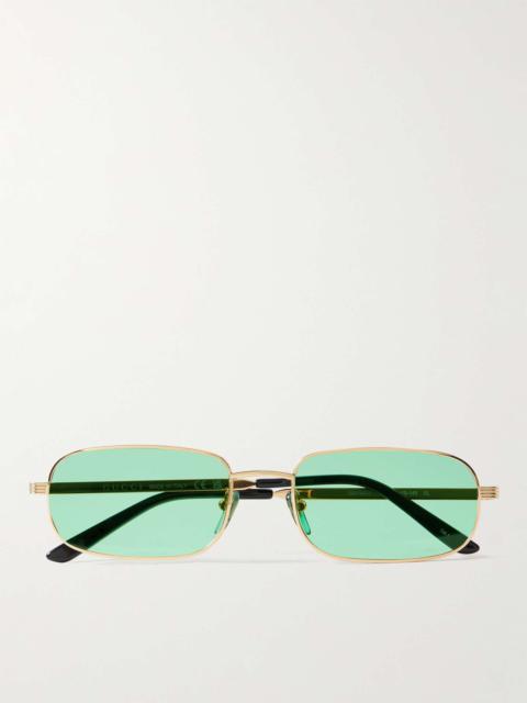 GUCCI Rectangular-Frame Gold-Tone Sunglasses