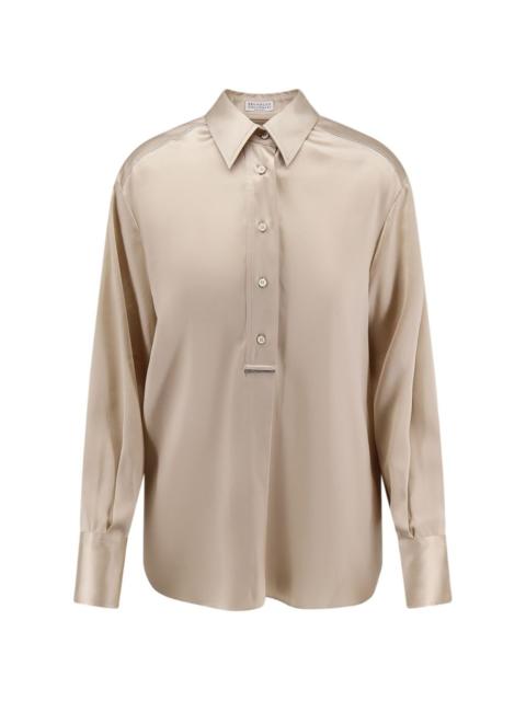 Brunello Cucinelli Monili-chain satin shirt