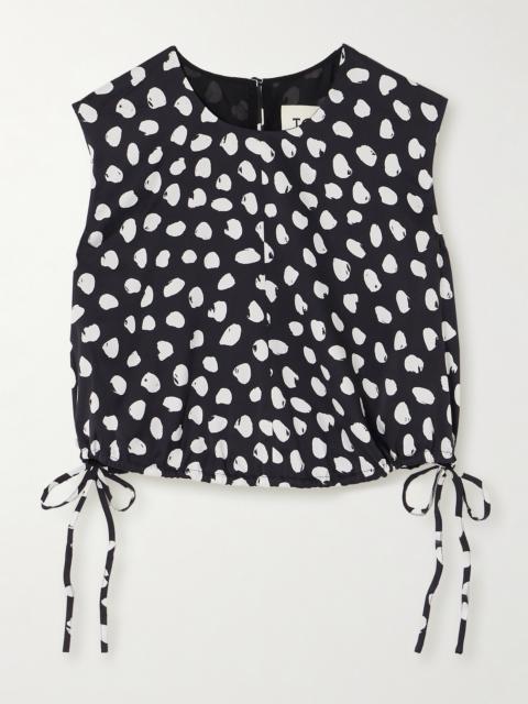 TOVE Cecily Cropped Tie-detailed Polka-dot Silk Crepe De Chine Top
