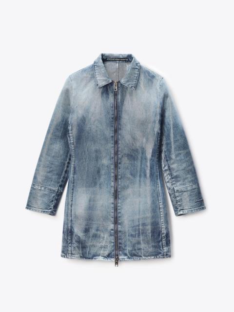 Alexander Wang GLAZED DENIM LONG JACKET