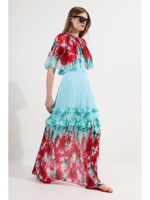 KAREN MILLEN Floral Pleat Detail Woven Maxi Dress