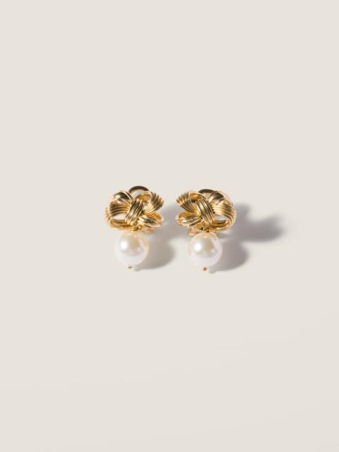 Miu Miu Metal and pearl earrings