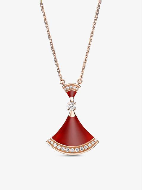 Diva’s Dream 18ct rose gold, 0.28ct round-cut pavé diamonds and carnelian necklace