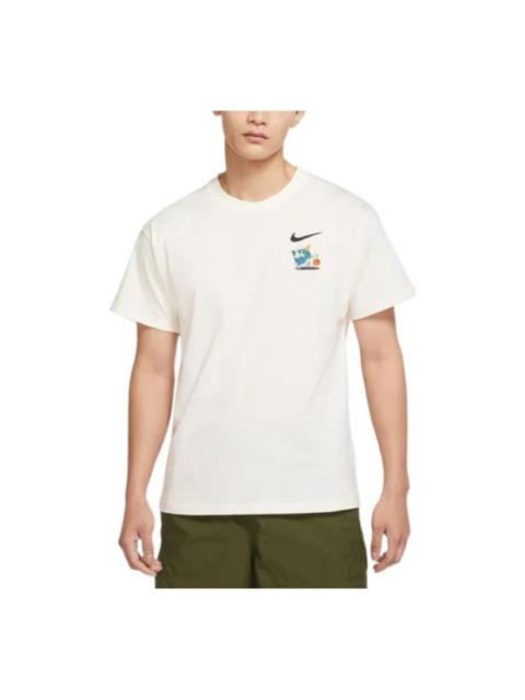 Nike Men's Nike Logo Alphabet Cartoon Pattern Printing Round Neck Short Sleeve White T-Shirt DX6148-133
