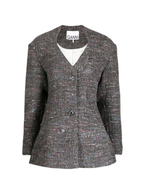 fitted wool-blend blazer