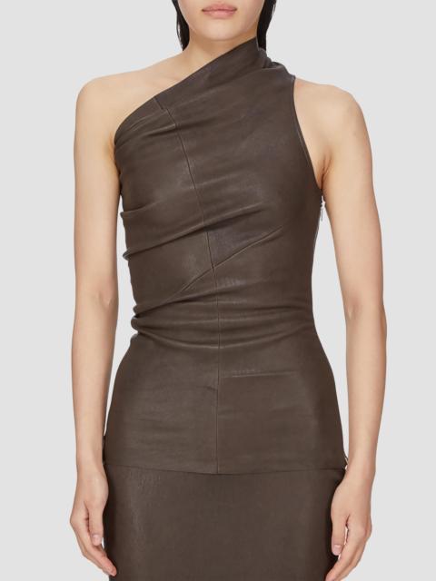 Rick Owens Women's Athena Leather-Blend One-Shoulder Tank - Grease