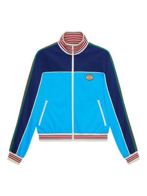 Gucci Technical Jersey Zip-Up Jacket With Web 'Blue' 645206-XJC5N-4233