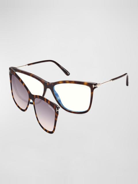 TOM FORD Square Metal and Acetate Optical Glasses