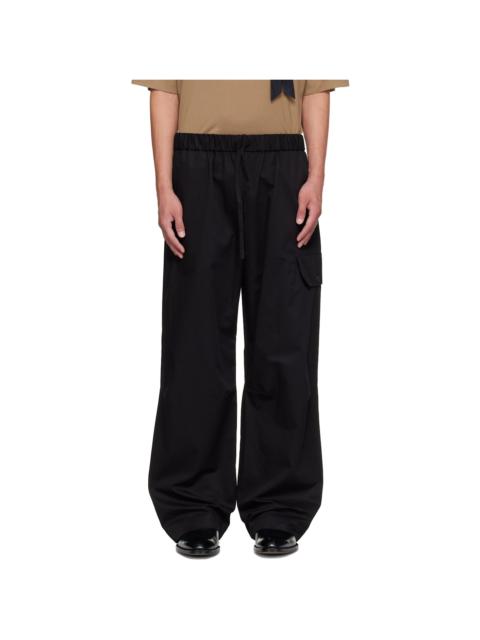 Simone Rocha Black Drawstring Knee Pleat Cargo Pants