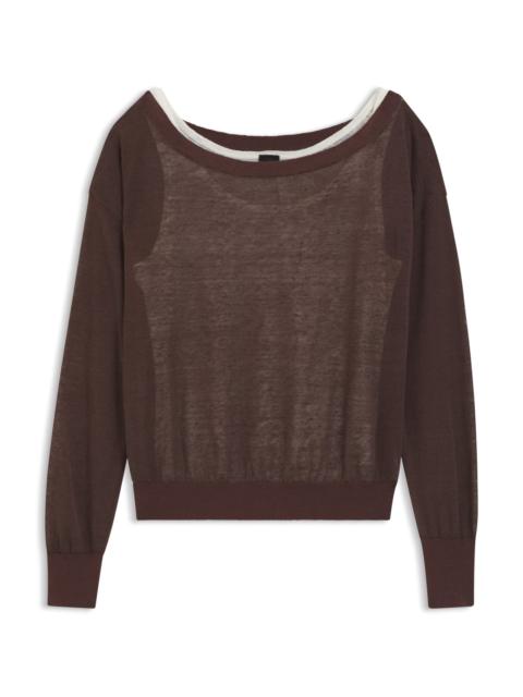 BOSS LINEN-COTTON SWEATER WITH UNDERLAYER