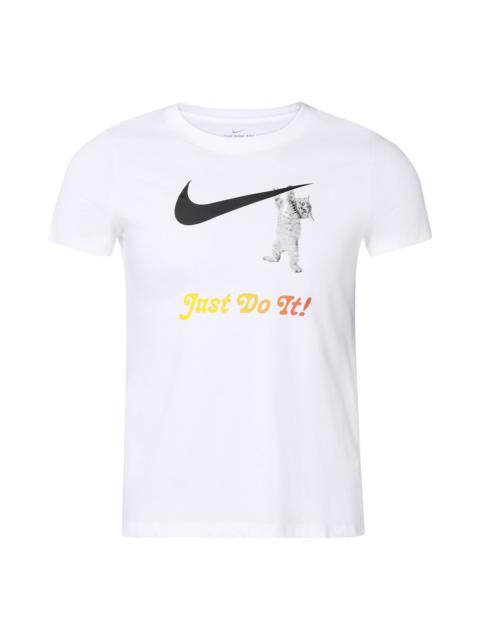 Nike (WMNS) 나이키 슬로건 로고 단단한 색깔 훈련 '백색' DA2481-100