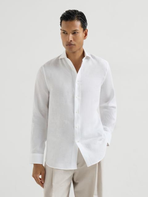 Brunello Cucinelli Linen easy fit shirt with spread collar