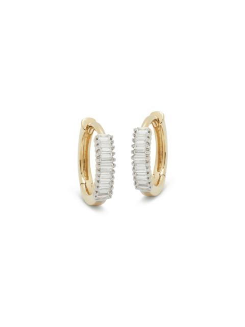 STONE AND STRAND Dainty Up And Down Baguette Diamond Huggies