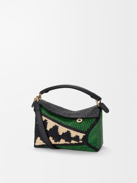 Loewe Small Puzzle Edge bag in raffia and calfskin