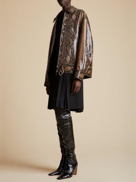 KHAITE The Herman Jacket in Brown Python-Embossed Leather