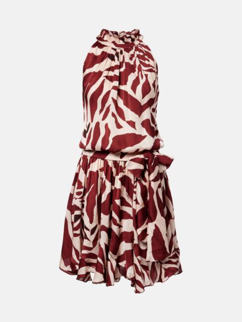 Poupette St Barth Bianca printed halterneck satin minidress