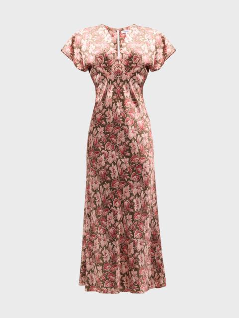 VERONICA BEARD Seymour Floral Short-Sleeve Midi Dress