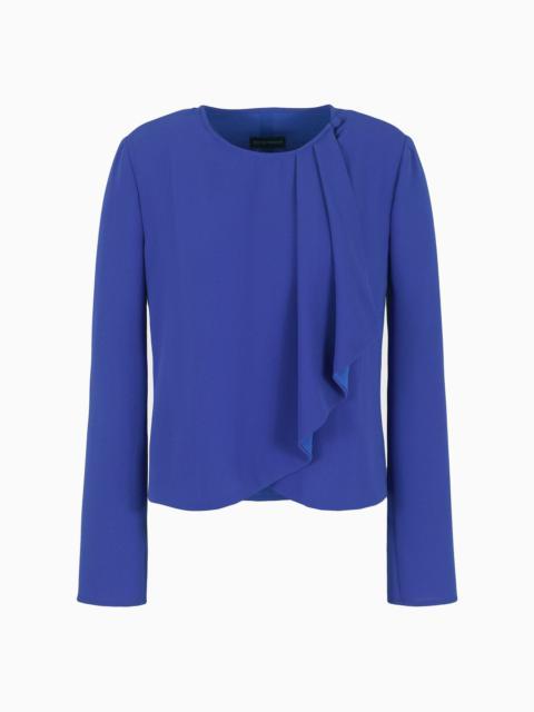 EMPORIO ARMANI Armure crêpe ruffle jacket with wrap closure