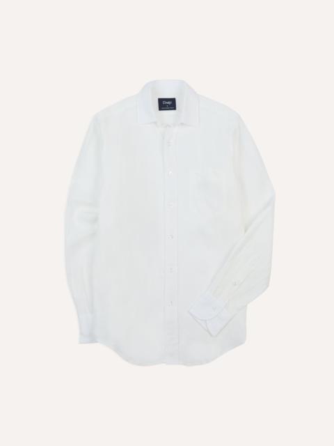 Drake's Ecru Linen Spread Collar Shirt