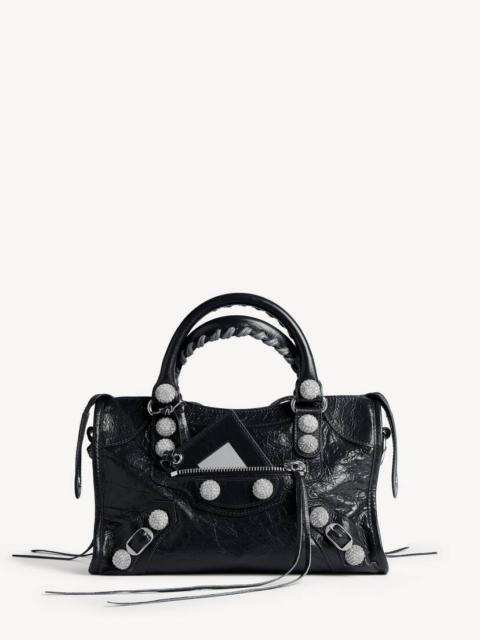 BALENCIAGA Women's Le City Bag Small Giant Studs With Rhinestones in Black
