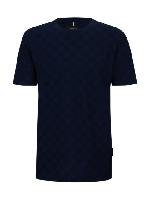BOSS PORSCHE X BOSS MERCERIZED-COTTON T-SHIRT WITH CHECK JACQUARD