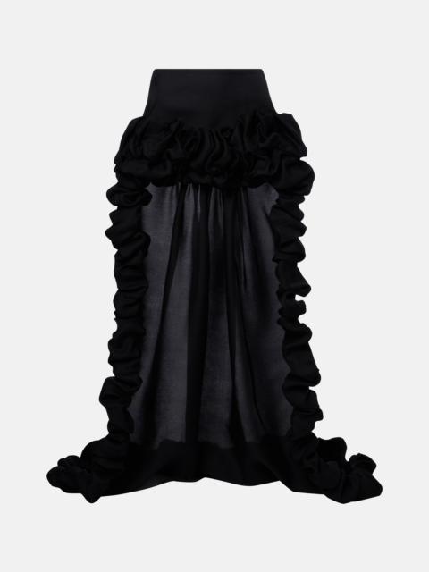 SAINT LAURENT Asymmetric ruffled silk gazar miniskirt