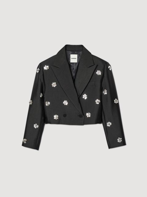 Sandro flower-embellished cropped blazer