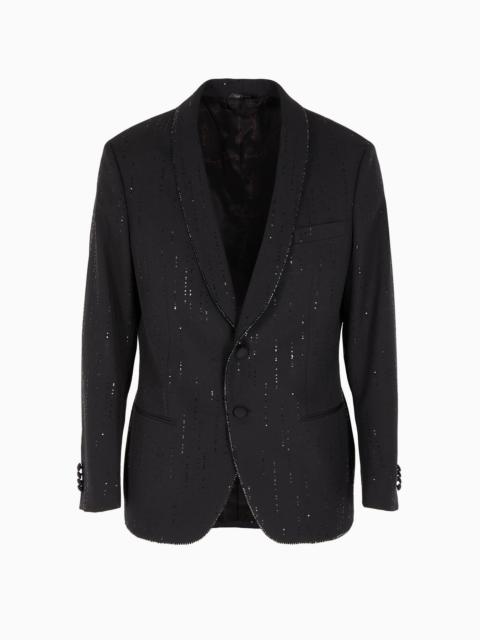 GIORGIO ARMANI ASV Giorgio’s single-breasted jacket in a pinstripe-effect virgin wool