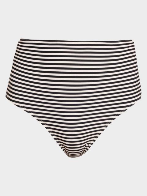 NILI LOTAN High-Waist Striped Bikini Bottoms