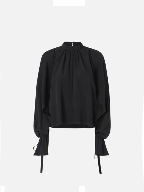 PINKO SILK-BLEND BLOUSE WITH RUFFLED SLEEVES