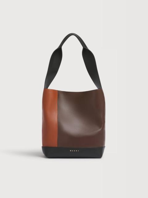 Marni LIGHT BROWN, DARK BROWN AND BLACK LEATHER POD 2.0 BAG