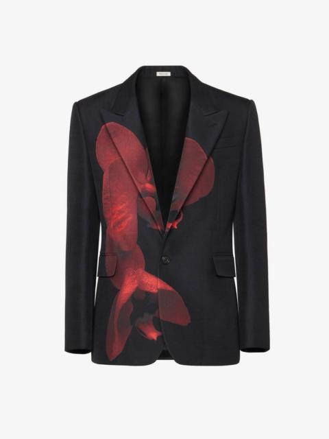 Alexander McQueen Men's Orchid Single-breasted Jacket in Black/red