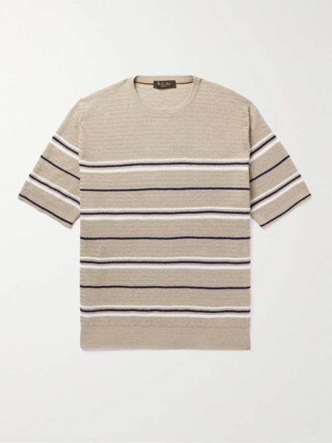 Loro Piana Striped Herringbone Linen T-Shirt