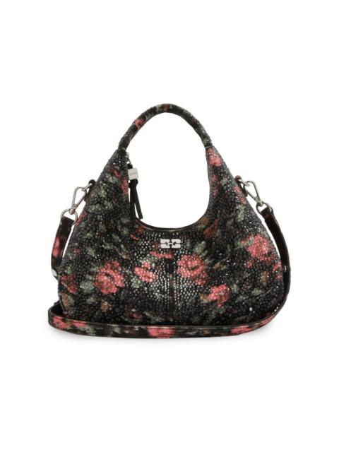 GANNI Women's Mini Embellished Flower-Motif Hobo Bag - Black