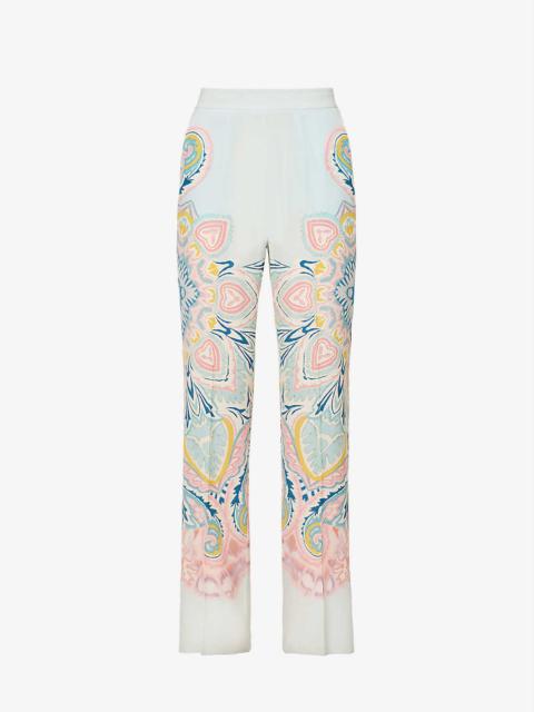 Lucy pattern-embellished silk trousers