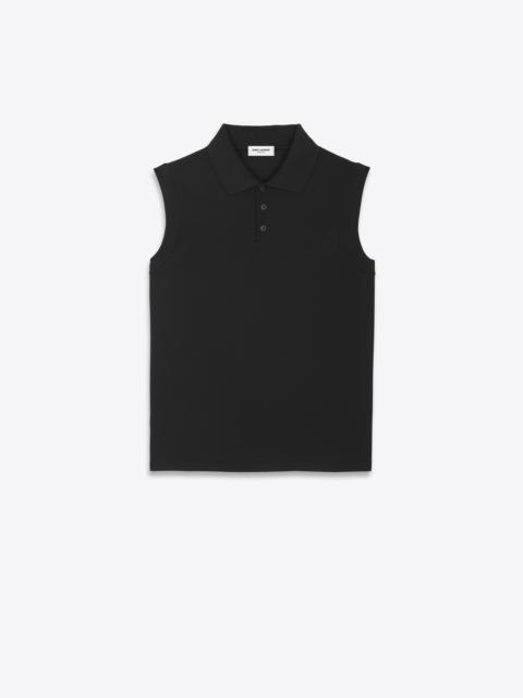 monogram sleeveless polo shirt in cotton piqué