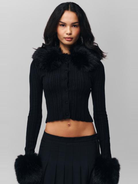 GUIZIO HEART POINTELLE KNIT CARDIGAN