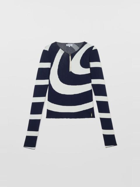 SUNNEI FITTED TOP W ZIP SPIRAL / dark blue & off white