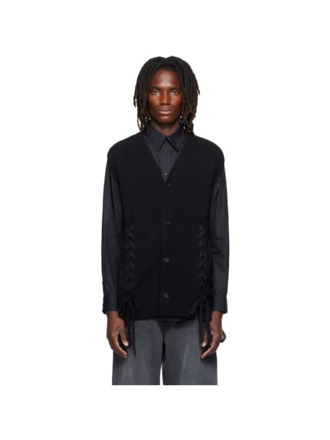 Simone Rocha Black Merino Lace Up Hem Vest