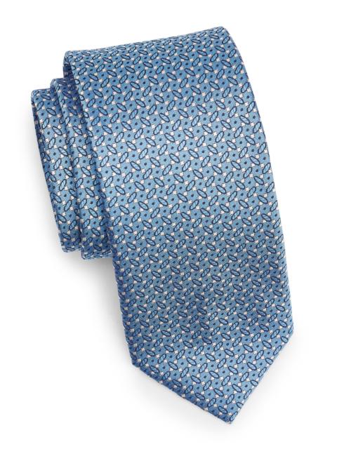 Canali Men's Geometric Silk Tie - Blue