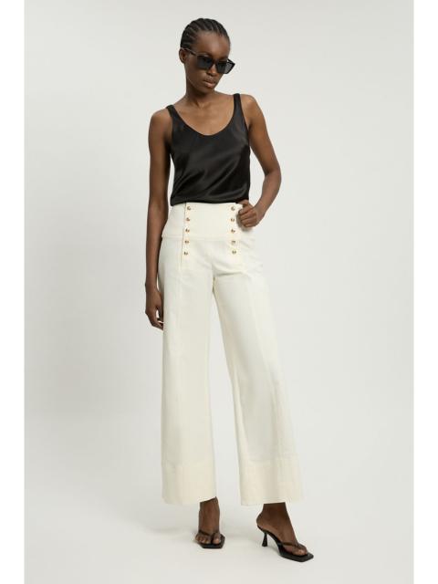 KAREN MILLEN Petite Cotton Tailored Button Detail Trousers