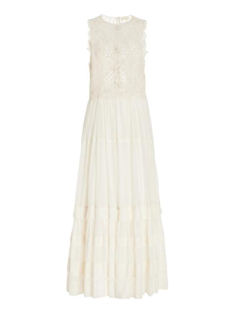 Fleur Lace-Appliquéd Dress white