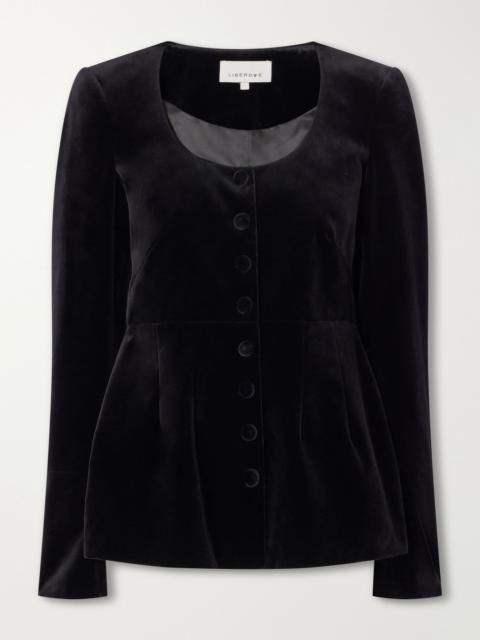 LIBEROWE Amber darted cotton-velvet blouse Black