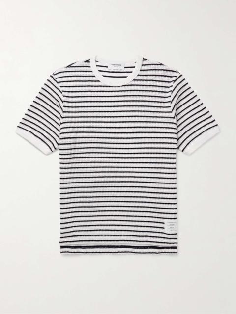 Thom Browne Logo-Appliqued Striped Waffle-Knitted Cotton T-Shirt