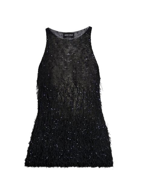 GIORGIO ARMANI Women's Sequined Knit Sleeveless Blouse - Multi