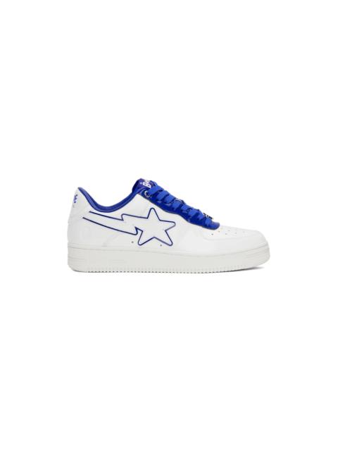 A BATHING APE® White & Navy Patent Leather Sneakers