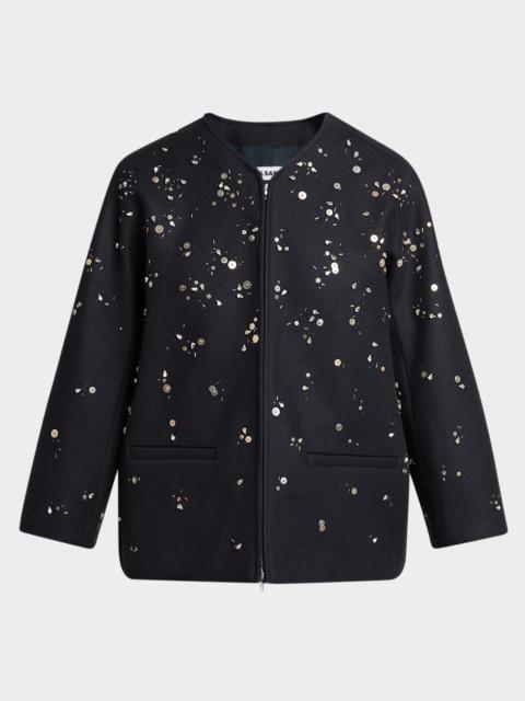 Jil Sander Embellished Wool Zip Jacket